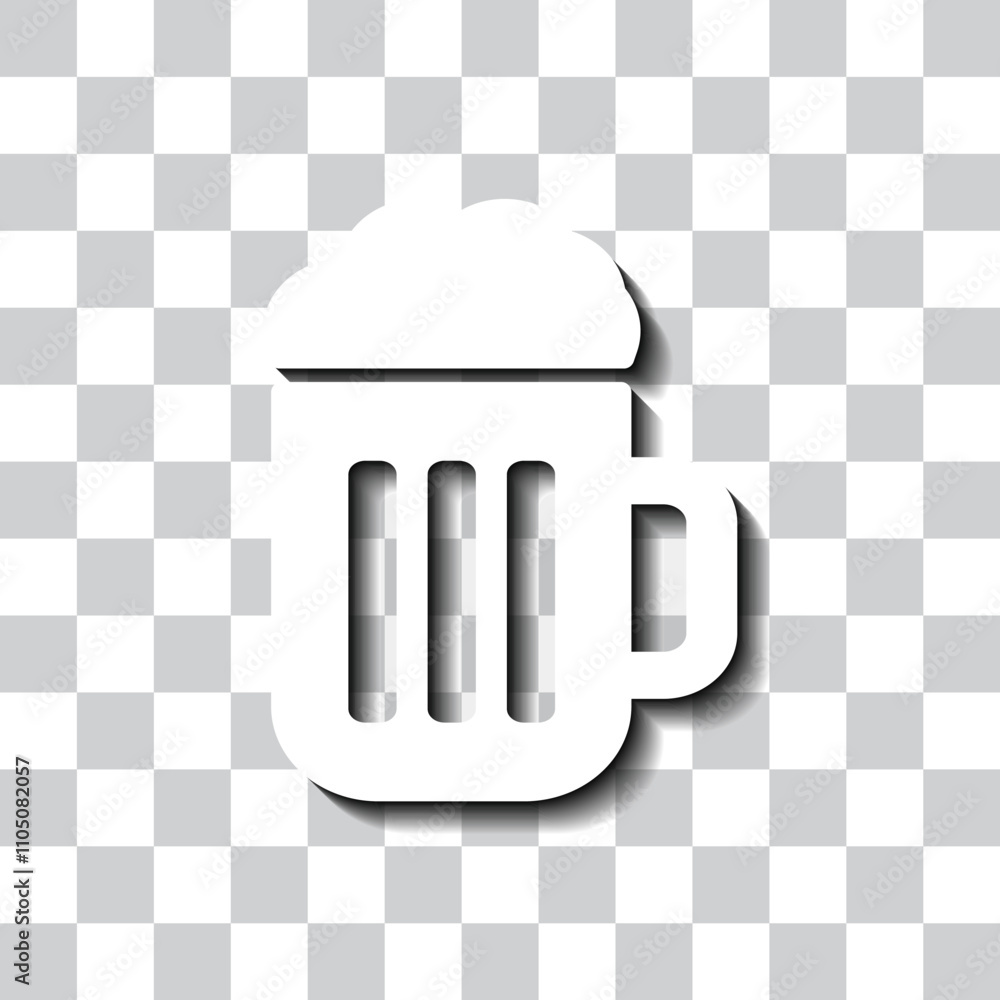 Poster beer simple icon vector. flat design. white with shadow on transparent grid