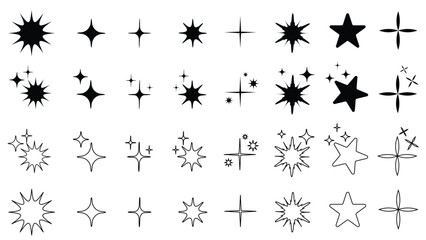 Star and Sparkle Icon Set – Hand-Drawn Decorative Elements Collection