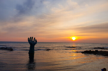 Sunset landscape at the Homigot beach in Pohang, South Korea.