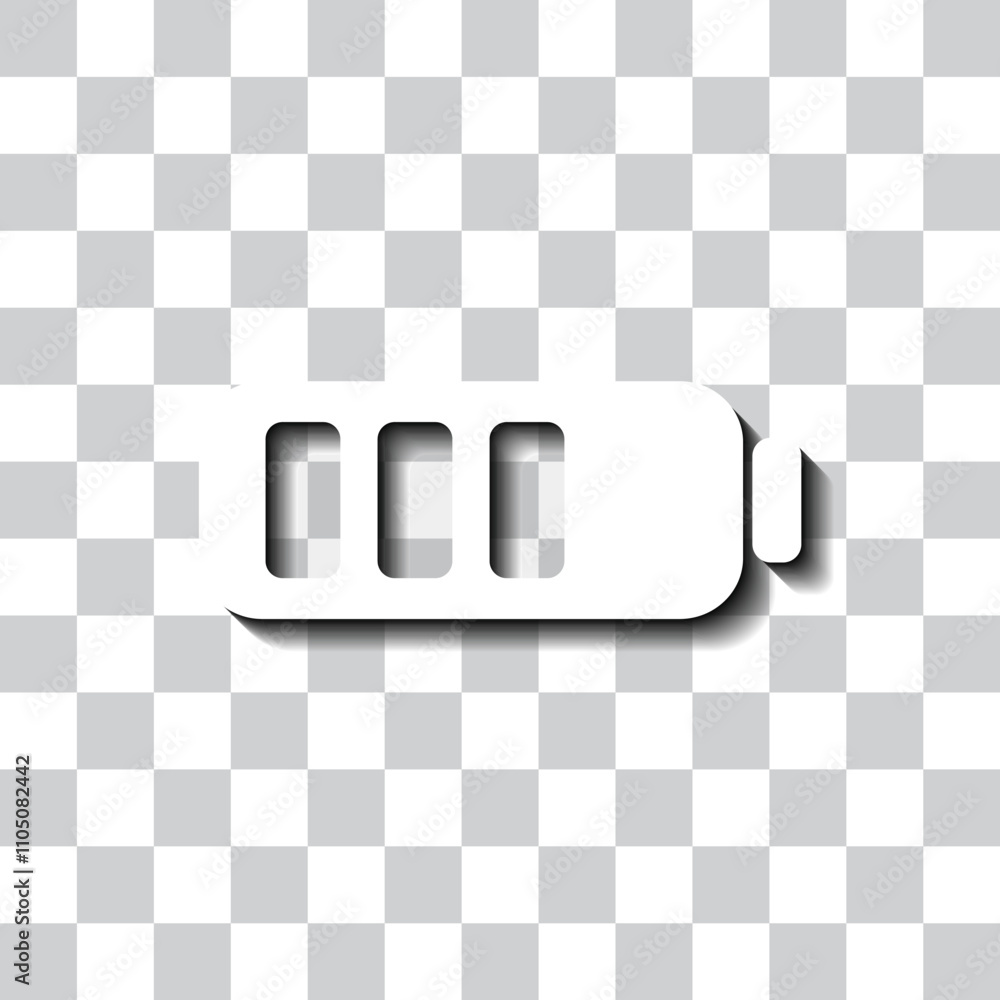 Poster battery vector simple icon. flat design. white with shadow on transparent grid