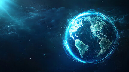 Fototapeta premium Global Network Digital Earth Futuristic World Map