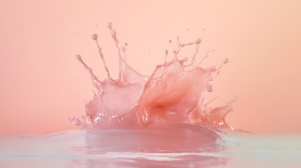 Fototapeta premium Pink Liquid Splash Creamy Texture Abstract Background Pastel Colors Fluid Dynamics