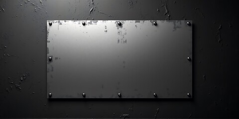Obraz premium The metal plate is attached to a textured surface with barely noticeable defects