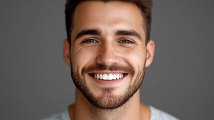 Obraz premium Close-up portrait of a smiling young man. Happy confident guy posing for headshot face front, isolated on transparent background