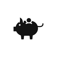 Piggy bank icon Vector flat thin line illustration