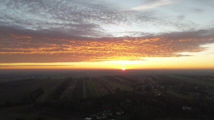 Beautiful sunrise over countryside landscape