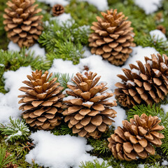 Fototapeta premium pine cones dusted with snow