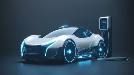 Futuristic Electric Sports Car Charging