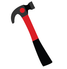 Red hammer isolated on white background.