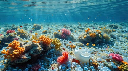Obraz premium Diving in a Sea of Trash: Exploring Ocean Pollution