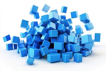 Futuristic Three-Dimensional Blue Cubes: A Geometric Background for Digital Business Concepts