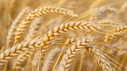 Golden Wheat Heads in Evening Sunlight - Symbol of Harvest and Abundance in Nature