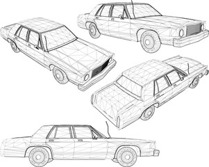 vector illustration silhouette sketch design classic old car combi vintage ethnic europe