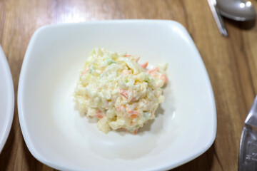 creamy food mayonnaise macaroni Salad. Korean side dish