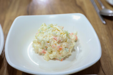 creamy food mayonnaise macaroni Salad. Korean side dish