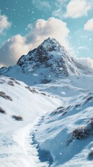 Obraz premium Snowy Mountain Path: A Winter Wonderland