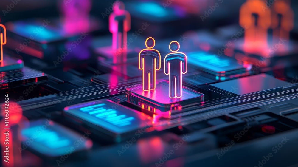 Poster digital people network abstract technology connection