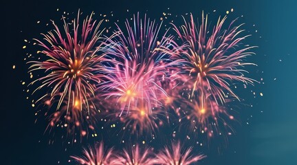 Naklejka premium Joyful Candy Colors in New Year’s Sky: A Festive Explosion of Happiness