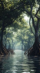 Enchanted Mangrove Tunnel: A Serene Aquatic Forest