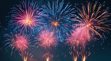 Naklejka premium Joyful Candy Colors in New Year’s Sky: A Festive Explosion of Happiness