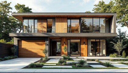 Modern Architectural Masterpiece: A sleek two-story home with a contemporary design, featuring clean lines, large windows, and a stylish facade.