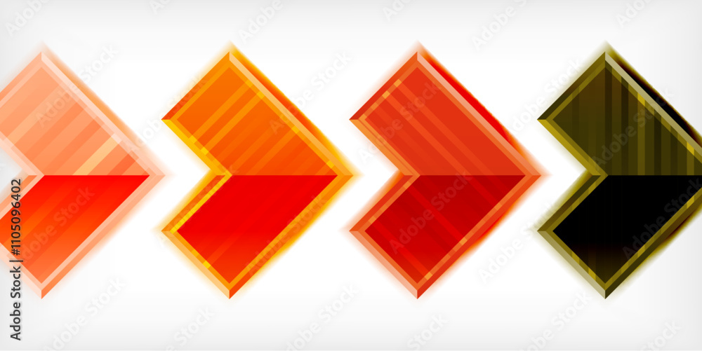 Poster Arrow symbols created with 3d effects and line texture geometric abstract background