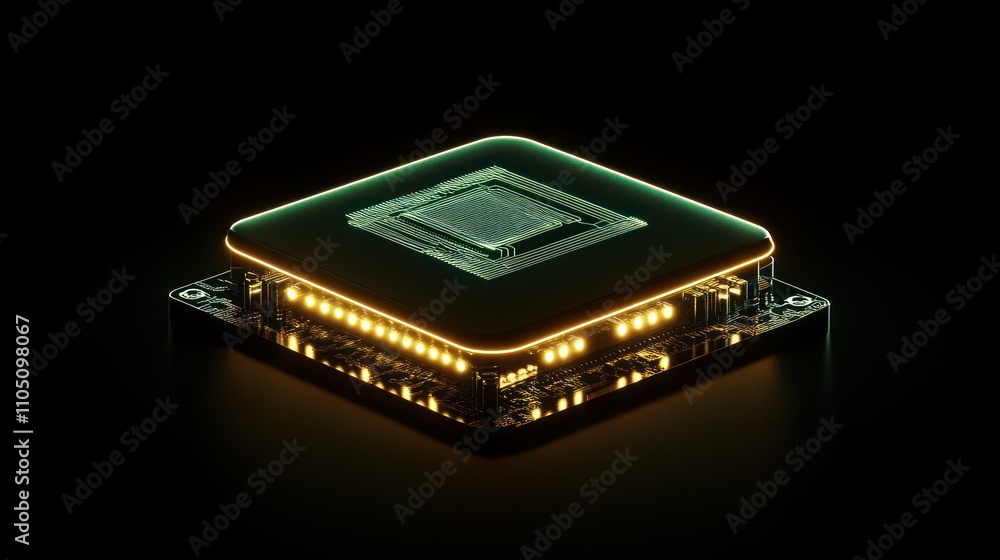 Poster illuminated computer processor on circuit board