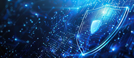 Obraz premium Cyber Security Concept with Shield Icon and Circuit Board