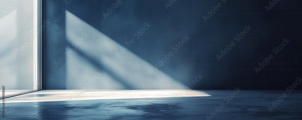 Poster minimalist architecture with sunlight casting geometric patterns