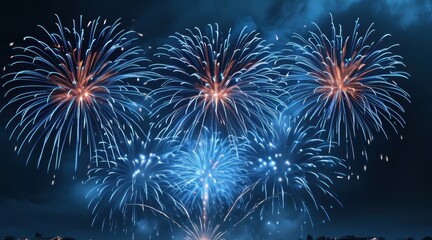 Naklejka premium Mystic Blue Harmony in New Year’s Fireworks