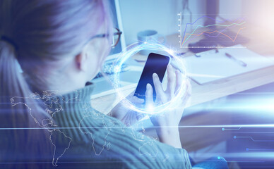 テクノロジーとホログラムのCGデザイン