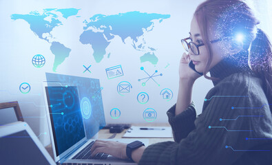 テクノロジーとホログラムのCGデザイン