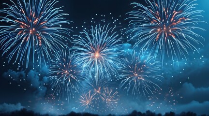 Naklejka premium Mystic Blue Harmony in New Year’s Fireworks