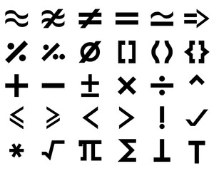 Maths Symbols  on a white background