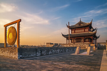 Fototapeta premium The Ruins of the Ancient City Wall and the Scene of Suzhou City, Jiangsu Province, China
