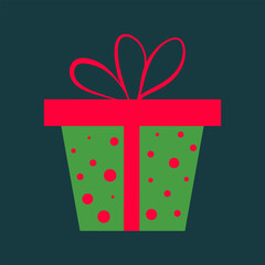 Christmas gift box isolated on dark background.