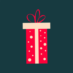 Christmas gift box isolated on dark background.