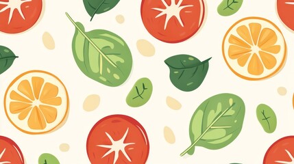Obraz premium Vibrant Fruit Spinach Seamless Pattern
