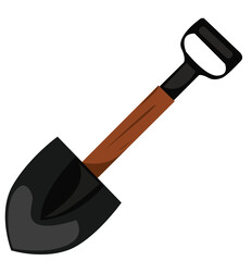 Shovel classic with wooden handle for construction work and gardening, digging earth, building tool