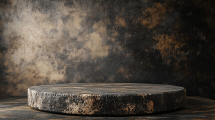 old stone podium mockup for product isolated on dark gradient background, Ai generated images