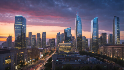 Obraz premium Urban Skyline at Dusk