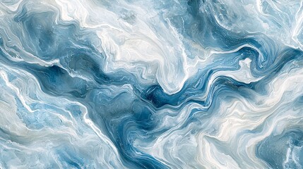 Obraz premium Serene Wave: Abstract Blue and White Marble Swirls Background for Modern Artistic Design
