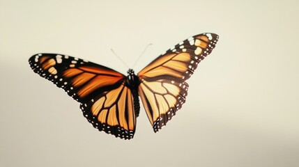 Fototapeta premium Monarch Butterfly in Flight Graceful Wings Orange Black