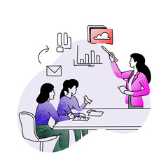 Businesswoman hosting a hybrid meeting, engaging with colleagues on site and online, perfect for workplace and leadership themes