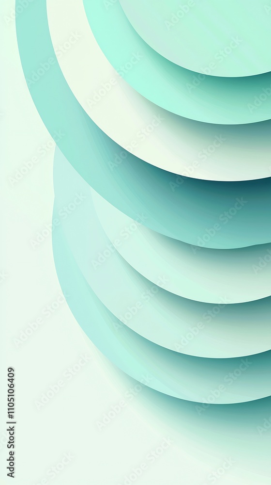 Poster vibrant geometric gradient layers in turquoise and white shades abstract minimal digital background 