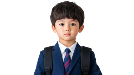 Young boy in school uniform, a portrait of education, learning, and back to school season for elementary students