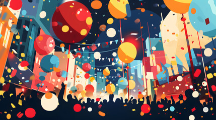 New Year's Parade flat illustration background