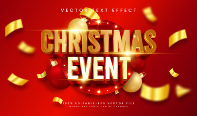 Christmas event editable vector text effect with modern red concept. Suitable for celebrate christmas event.