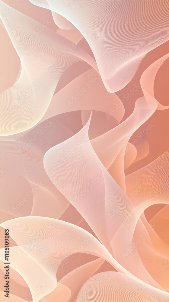 Poster ethereal and captivating abstract background featuring fluid wavy forms in soft pastel tones creatin
