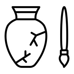Ancient Artifact Vector Line Icon Design